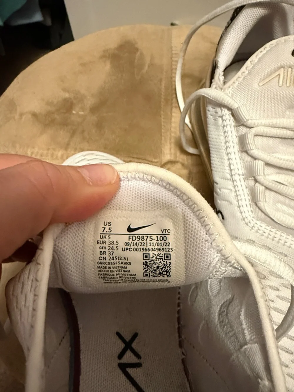 Nike Air Max 270 White Black Cream Women's Athletic Shoes